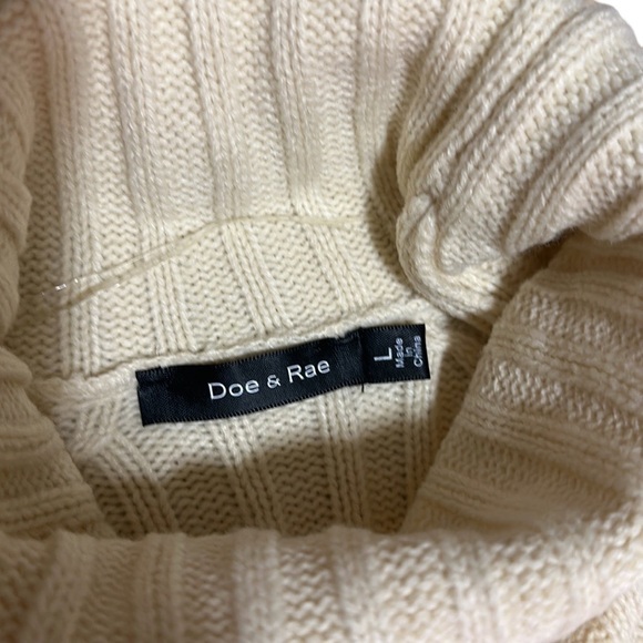Doe + Rae Turtleneck Sweater Dress Long Sleeves With Side Slits Cream Size Large - Picture 13 of 13